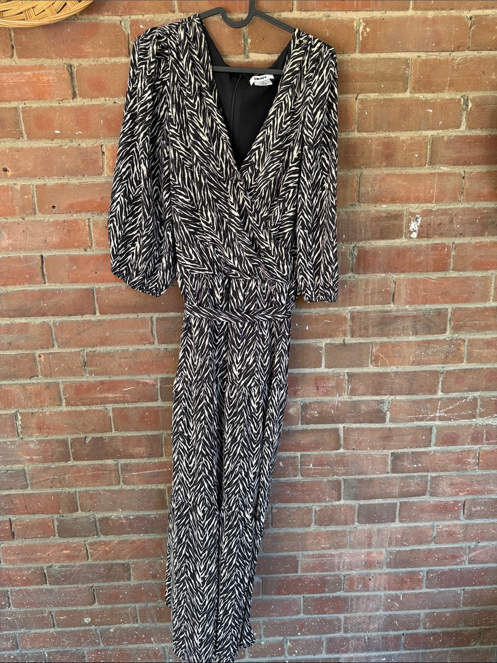 DKNY Black & Off-white Printed Dress